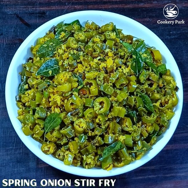 Spring onion stir fry Vengaya poo poriyal recipe